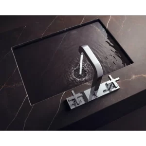 Hansgrohe AXOR Citterio 3-Loch Waschtischarmatur 170, Zugstangen-Ablaufgarnitur, Auslauf 140mm, Kreuzgriffe, Platte, Farbe: Chrom – 39134000 7