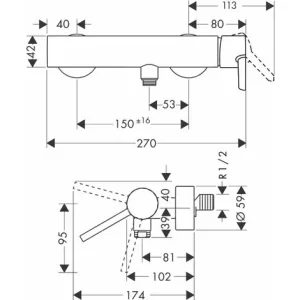 Hansgrohe Axor Starck Einhebel-Brausemischer Aufputz Mit Hebelgriff, Farbe: Chrom – 10665000 6