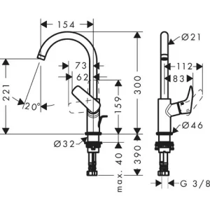 Hansgrohe Waschtischarmatur Logis 210, 71130000, Einhandmischer Für Waschtisch Mit Keramikkartusche, Chrom, 09688 1 6
