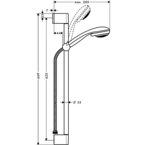 Hansgrohe Duschset Crometta 85 Variojet, 27763000, Brausegarnitur Mit Handbrause, Wandstage (65 Cm), Metaflexbrauseschlauch (160 Cm), Chrom, 20898 7 6
