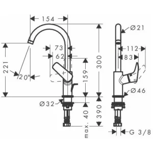 Hansgrohe Einhebel-Waschtischmischer 210 LOGIS DN 15, Mit Schwenkauslauf Ohne Ablaufgarnitur Chrom 71131000 8