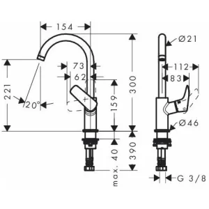 Hansgrohe Einhebel-Waschtischmischer 210 LOGIS DN 15, Mit Schwenkauslauf Ohne Ablaufgarnitur Chrom 71131000 12
