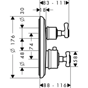 Hansgrohe Thermostat Unterputz Axor Montreux F-Set Brushed Nickel Mit Absperrventil, 16800820 6