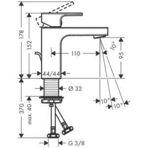 Hansgrohe Vernis Shape Einhebel-Waschtischarmatur 100 Mit Metall Zugstangen-Ablaufgarnitur, Chrom, 71568000 – 71568000 9