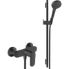Hansgrohe Vernis Blend Brauseset Mit Mischbatterie + 2-Strahl-Handbrause + Brausestange 65 Cm, Mattschwarz (71640670-Vernis) 16