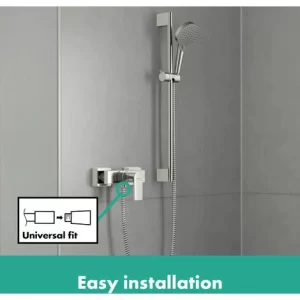 Hansgrohe Brausegarnitur Einhebel-Lackform + 2-Strahl-Handbrause + Stange 65 Cm, Chrom (71650000-Vernis) 9